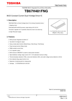 TB67H481FNG datasheet cover page