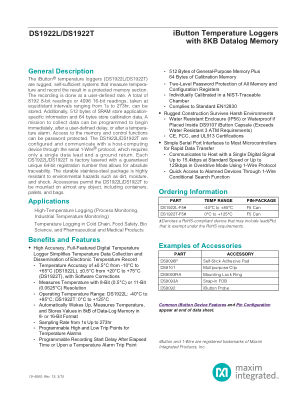 DS1922L-DS1922T datasheet cover page