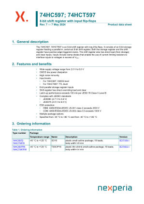 74HC597D datasheet cover page