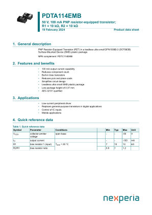 PDTA114EMB 数据手册首页