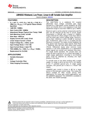 LMH6502 数据手册首页