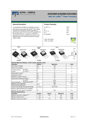 AOU4S60 数据手册首页