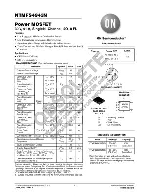 NTMFS4943N datasheet cover page
