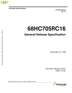 HC705RC16GRS 数据手册首页
