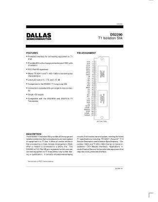 DS2290 datasheet cover page