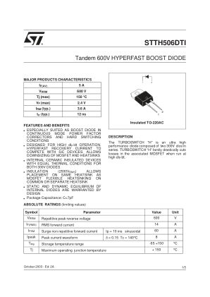 STTH506D 数据手册首页