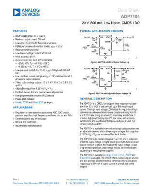 ADP7104 数据手册首页