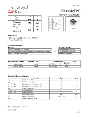 IRL6342 datasheet cover page