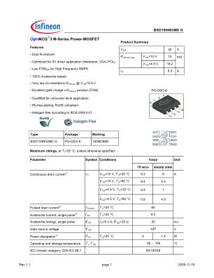 BSO150N03MD-G 数据手册首页
