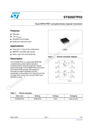 STS05DTP03 datasheet cover page