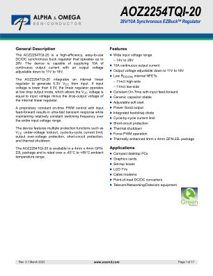 AOZ2254TQI-20 datasheet cover page