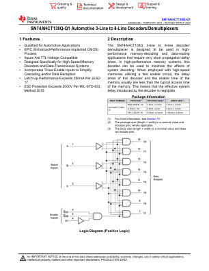 SN74AHCT138Q-Q1 数据手册首页