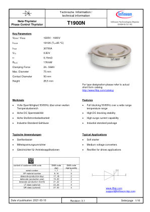 T1900N datasheet cover page