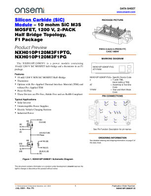 NXH010P120M3F1 数据手册首页