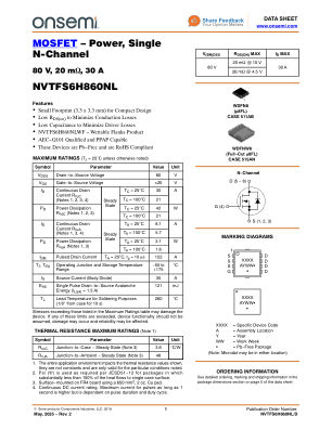 NVTFS6H860NL datasheet cover page
