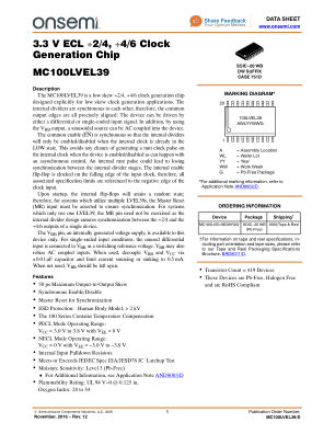 MC100LVEL39 数据手册首页
