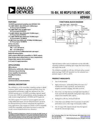 AD9460 datasheet cover page