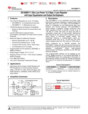 DS100BR111 datasheet cover page