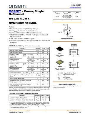 NVMFS021N10MCL datasheet cover page