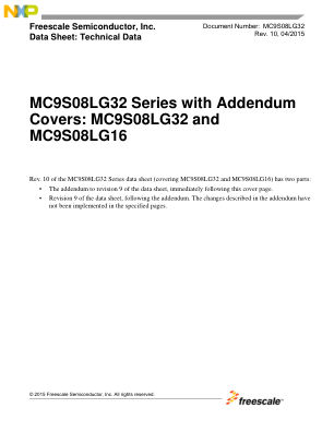 MC9S08LG32 数据手册首页