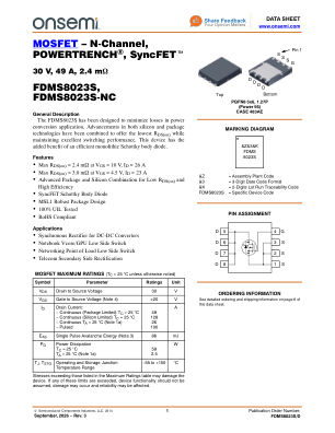 FDMS8023S datasheet cover page