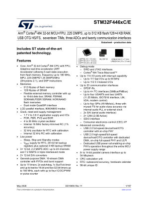 STM32F446MC 数据手册首页