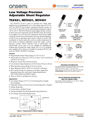 TLV431A 数据手册首页
