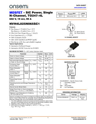 NVH4L025N065SC1 datasheet cover page