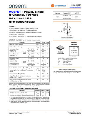 NTMTS002N10MC datasheet cover page
