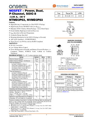 NTMD3P03R2 datasheet cover page