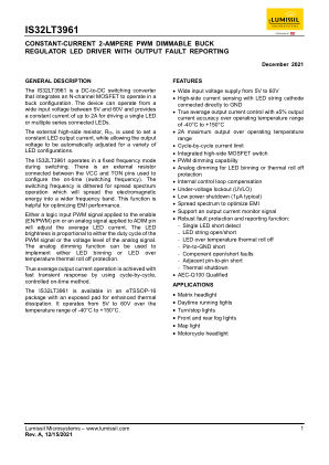 IS32LT3961-ZLA3-TR datasheet cover page