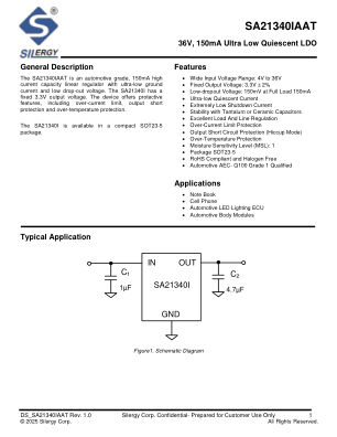 SA21340IAAT datasheet cover page