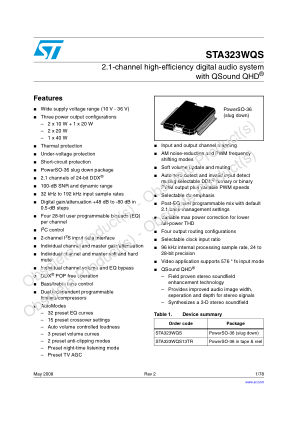 STA323WQS 数据手册首页
