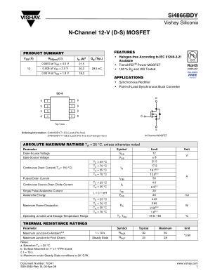SI4866BD datasheet cover page