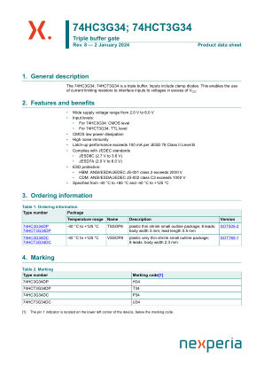 74HCT3G34DC datasheet cover page