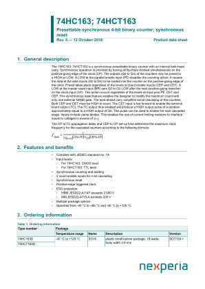 74HCT163DB datasheet cover page