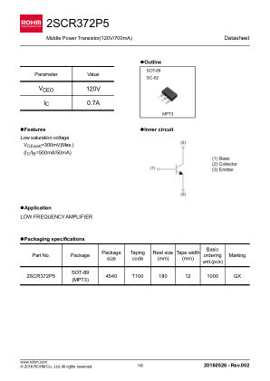 2SCR372P5 datasheet cover page