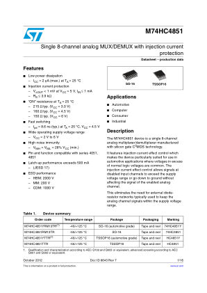 M74HC4851 数据手册首页