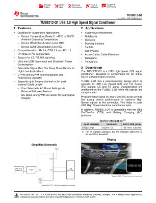 TUSB212-Q1 datasheet cover page