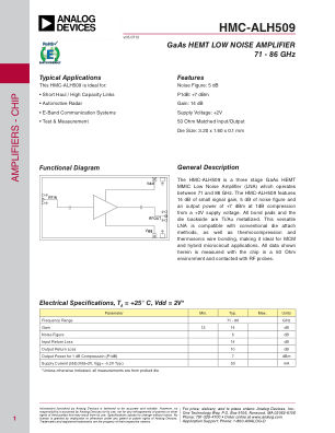 HMC-ALH509 datasheet cover page