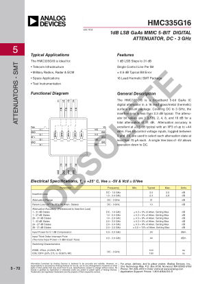 HMC335 datasheet cover page