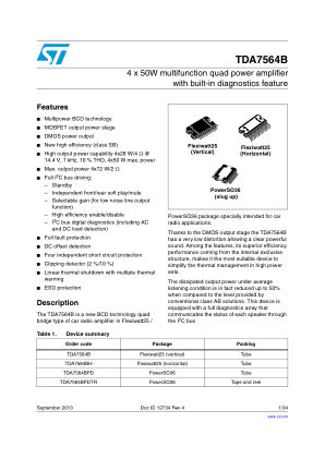 TDA7564B 数据手册首页