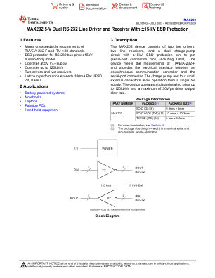 MAX202 datasheet cover page