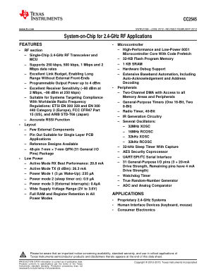 CC2545 datasheet cover page