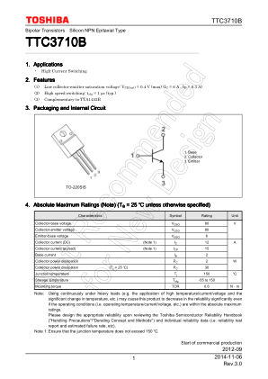 TTC3710B datasheet cover page
