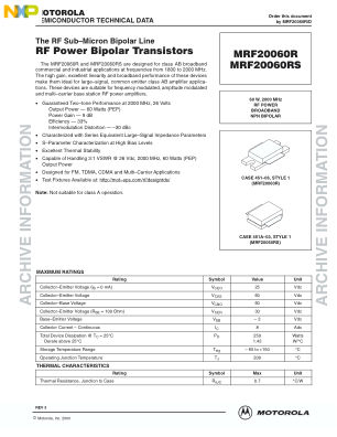 MRF20060R datasheet cover page