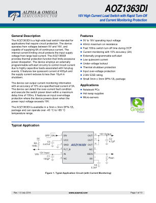 AOZ1363DI datasheet cover page