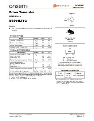 BSS64LT1 数据手册首页
