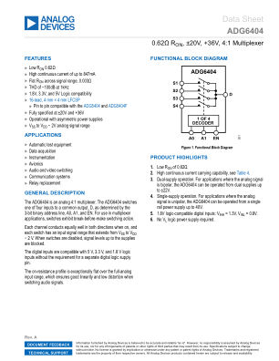 ADG6404 datasheet cover page