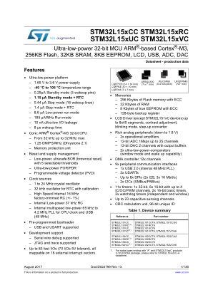 STM32L151RC 数据手册首页